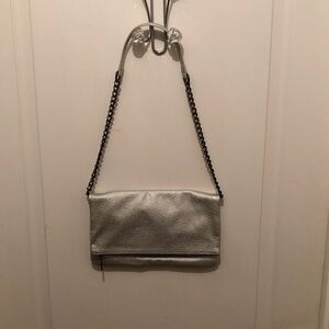 Express metallic Silver and Black Chain Shoulder Bag